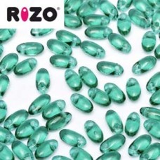 2.5x6mm Czech Rizo Beads - Emerald - 22gm