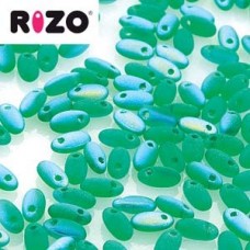 2.5x6mm Rizo Beads - Emerald AB Matte - 22gm