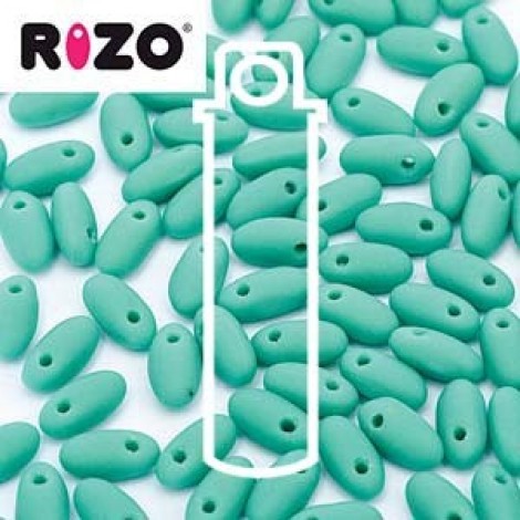2.5x6mm Czech Rizo Beads - Matte Jade - 22gm