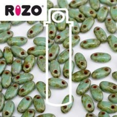2.5x6mm Czech Rizo Beads - Jade Dark Travertine - 22gm