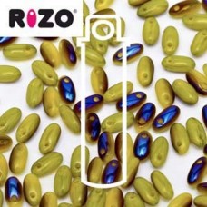 2.5x6mm Czech Rizo Beads - Lime Azuro -22gm