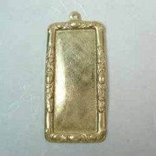 40x20mm Ornate Raw Brass Rectangle Bezel Frame w/Loop - Pack of 2