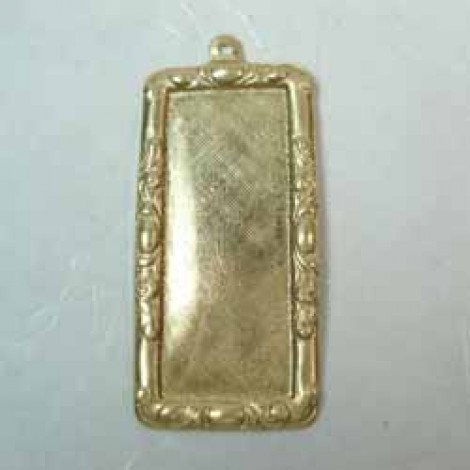 40x20mm Ornate Raw Brass Rectangle Bezel Frame w/Loop - Pack of 2