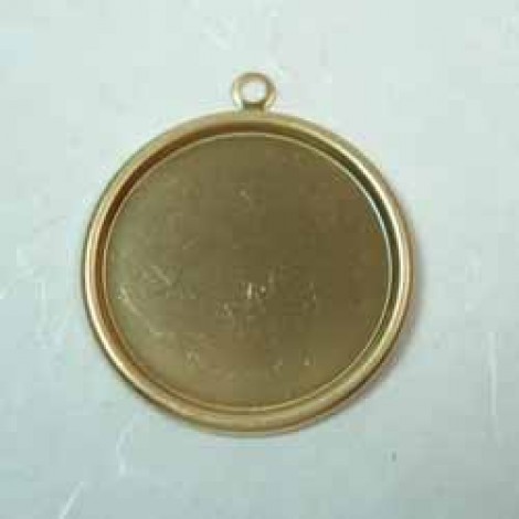 30mm Round Raw Brass Bezel Frame with Loop - Pack of 4
