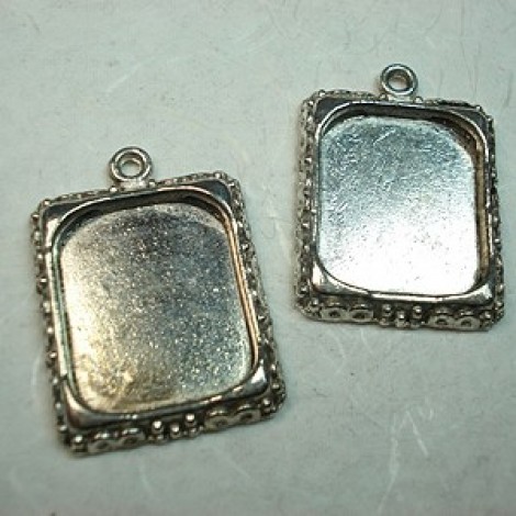 25x18mm Antique Silver Plated Pewter Bezel Frame
