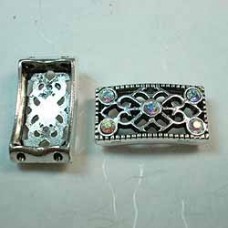 20x15mm Silver Swarovski Crystal Sliders - Crystal AB - Pack of 10