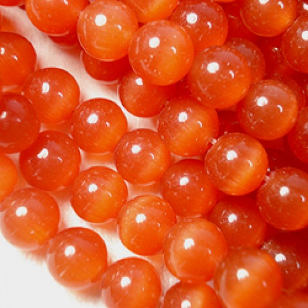 8mm Cats Eye Optic Fibre Beads Red CATS EYE BEADS Over the Rainbow