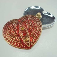 32x35mm Red Heart Czech Glass Button - Each