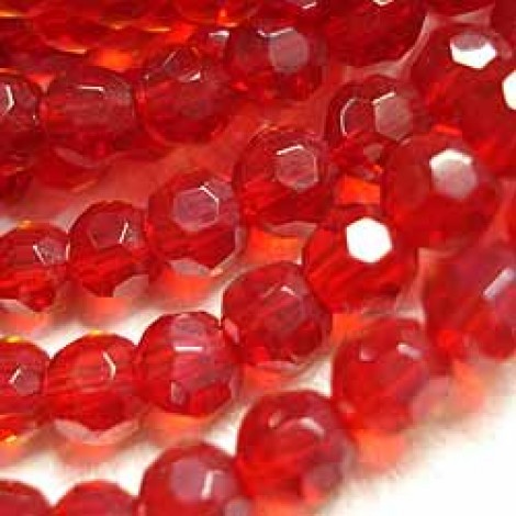 6mm Faceted Glass Beads - Ruby Lustre