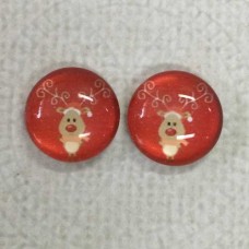 12mm Art Glass Backed Cabochons  - Christmas Design 1