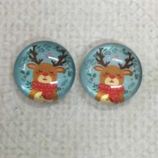 12mm Art Glass Backed Cabochons  - Christmas Design 2