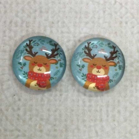 12mm Art Glass Backed Cabochons  - Christmas Design 2
