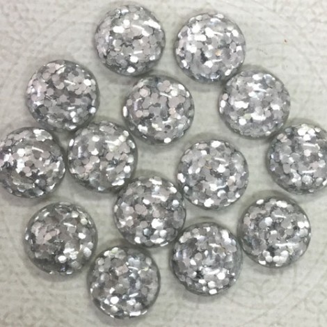 12mm Silver Glitter Resin Cabochons