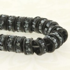 4.5mm Czech Quality Rhinestone Rondelles - Black-Montana - Pack of 4