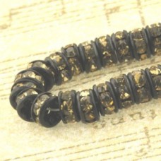 4.5mm Czech Quality Rhinestone Rondelles - Black-Lt Colorado Topaz - Pack of 4