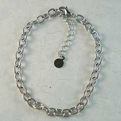 18cm (7") Rhodium Silver Bracelet w/Extender Chain