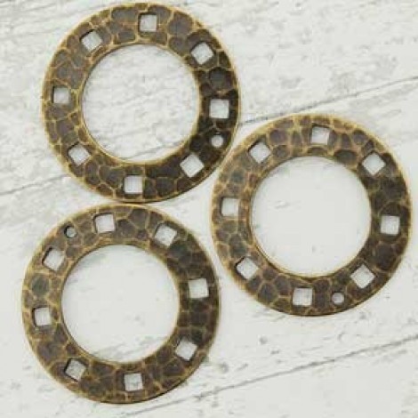 22mm Vintage Look Hammered Ant Brass Connector Ring