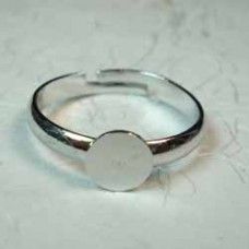 Platinum Plated Adjustable Ring w/5mm flat pad - Pack of 2