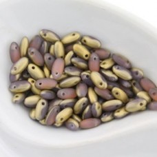 2.5x6mm Czech Rizo Beads-Matte Milky Pink 1/2 Gold - 22gm