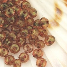 5x3mm Czech Faceted Rondelles - Pink with Gold Luster - Pack of 20
