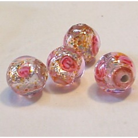 10mm Rosaline Czech Silver Lined Flower Beads