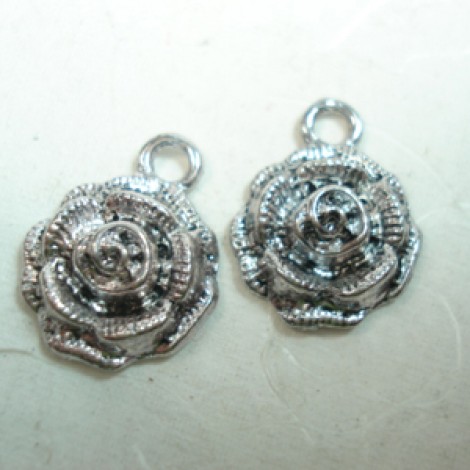 17x14mm Tibetan Lead-free Ant Silver Rose Charm