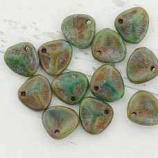 8x7mm Czech Rose Petals - Green Picasso - Pack of 20