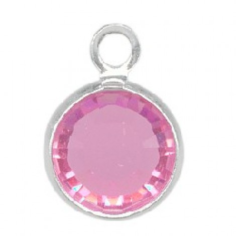 7mm Swarovski Silver Plated Drop Charms - Rose
