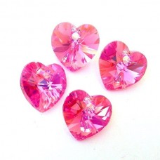 10mm Crystal Passions 6228 Crystal Heart Drops - Rose AB - Pack of 2