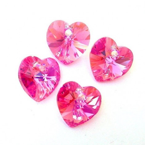 10mm Crystal Passions 6228 Crystal Heart Drops - Rose AB - Pack of 2