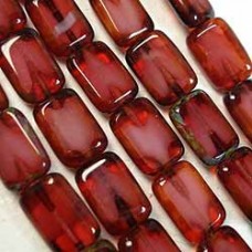 8x12mm Czech Table-Cut Rectangles - Pearl Fuchsia Picasso - Pack of 10