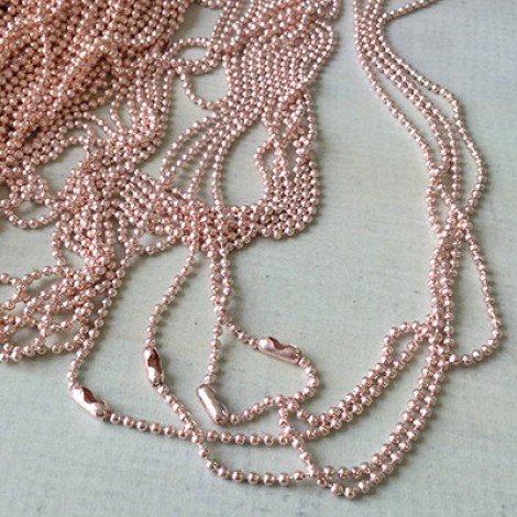 1.5mm x 70cm (27in) Rose Gold Plated Ball Chain Necklace with clasp
