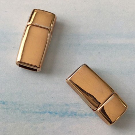 5mm Flat Rounded Rose Gold Flat Leather Magnetic Clasp