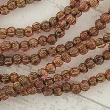 3mm Czech Melon Beads - Luster Rose Gold Topaz - Pack of 100