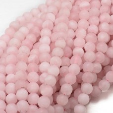 4mm Natural Rose Quartz Frosted Round Beads