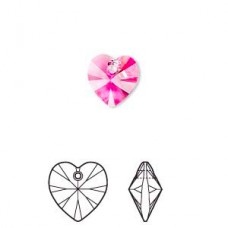 10mm Swarovski Crystal Heart Drops - Rose - Pack of 2