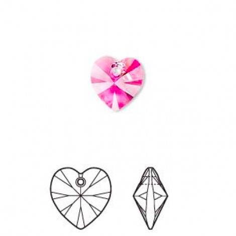 10mm Swarovski Crystal Heart Drops - Rose - Pack of 2