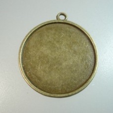 28mm ID Antique Bronze Pl Pewter Round Bezel Pendants
