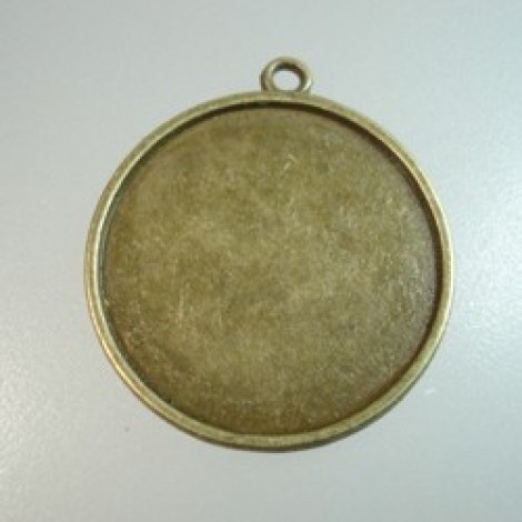 28mm ID Antique Bronze Pl Pewter Round Bezel Pendants