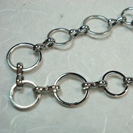 8 & 10mm Diam Platinum Silver Plated Brass Chain - Per Metre