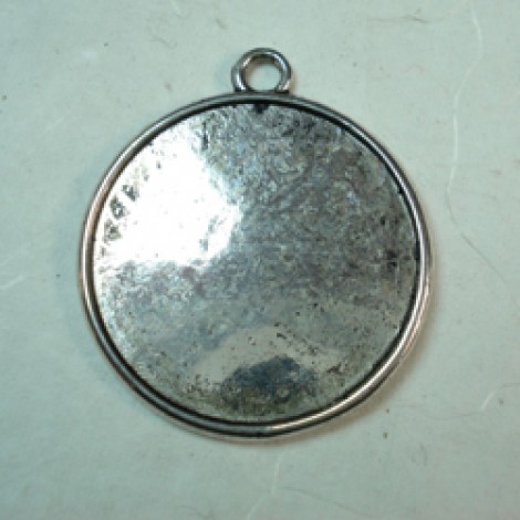 30mm ID Round Tibetan Style Ant Silver Bezel Pendants