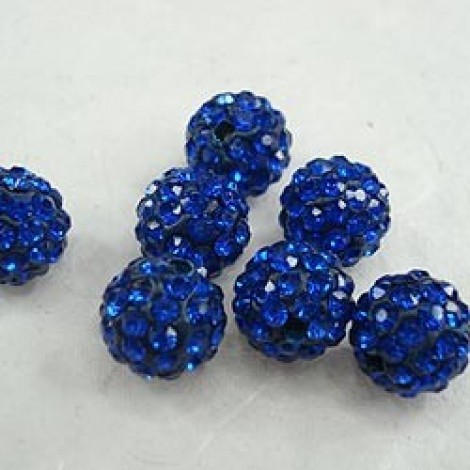 10mm Royal Blue Crystal Pave Beads