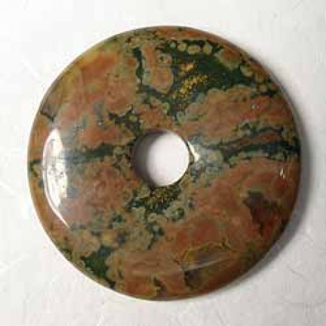 40mm Rhyolite Gemstone Donut Focal Pendant - Each