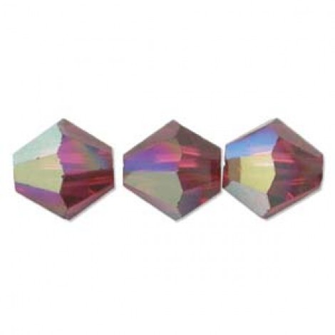 4mm Swarovski Crystal Bicones - Ruby AB