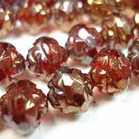 8mm Czech Rosebud Beads - Ruby-Bronze Vega - Pack of 10 8mm Czech Rosebud Beads - Ruby-Bronze Vega - Pack of 10