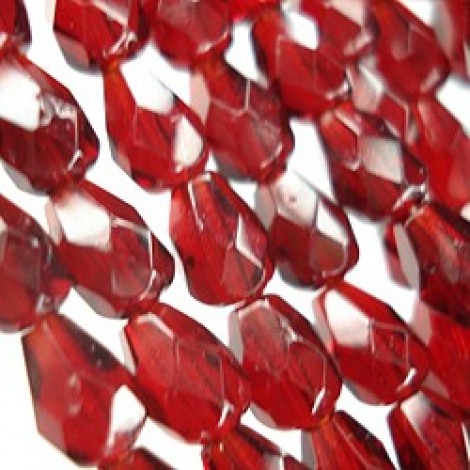 5x7mm Ruby Red Fire-Polish Drops - Pack of 10