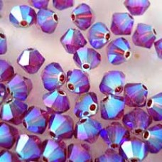 4mm Swarovski Crystal Bicones - Ruby AB 2X - Pack of 10