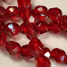 6mm Czech Fire Polished Beads - Ruby Celsian