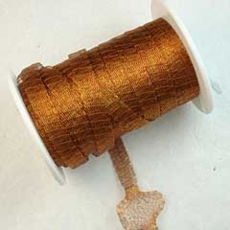 6mm WireLace Metallic Tubular Ribbon - Rust - Per metre