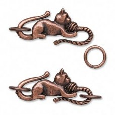29x13mm Antique Copper Cat Hook & Eye Clasp